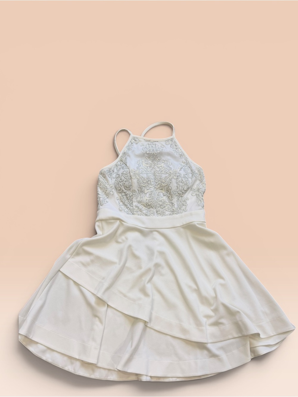 EUC! Speechless Ivory Beaded Halter Skater Dress Size 6
